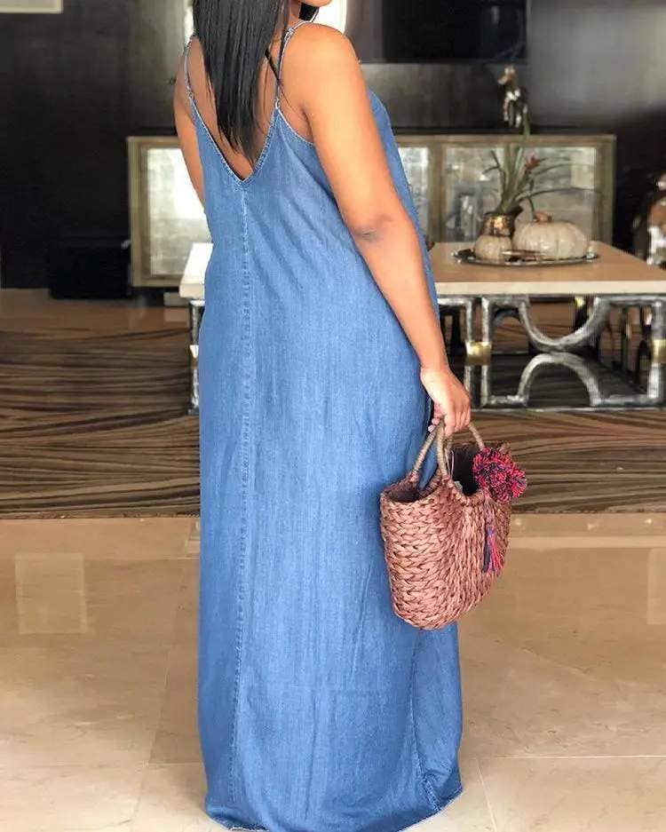 Faux Maxi Denim Dress
