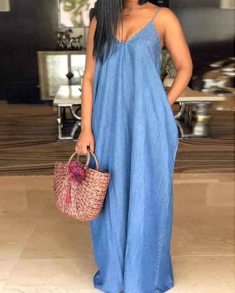 Faux Maxi Denim Dress