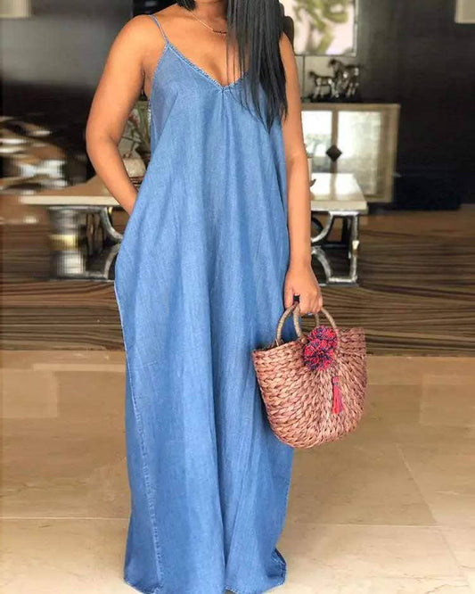 Faux Maxi Denim Dress