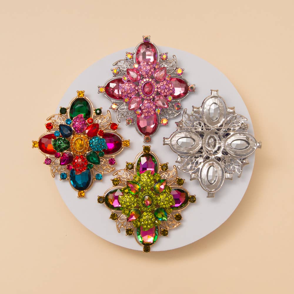 Crystal Flower Shape Brooch
