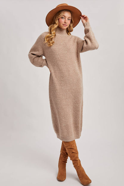 MOCK NECK SWEATER DRESS