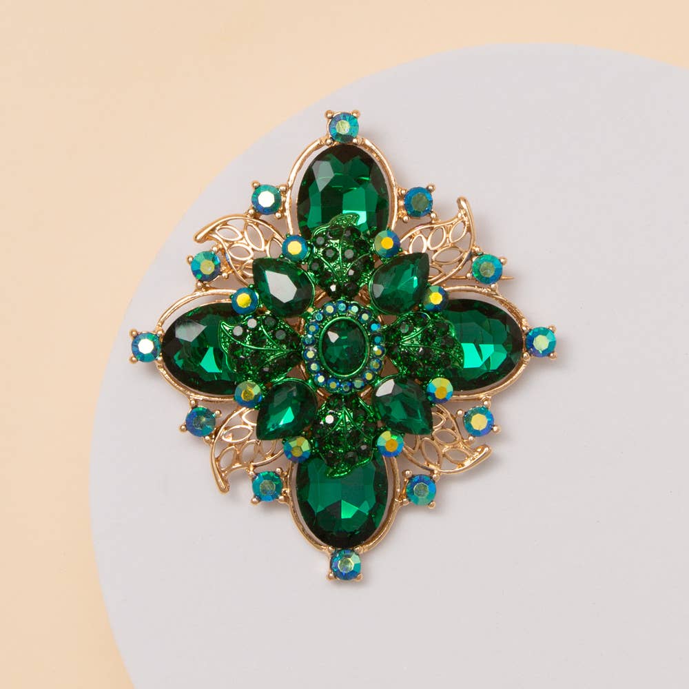 Crystal Flower Shape Brooch