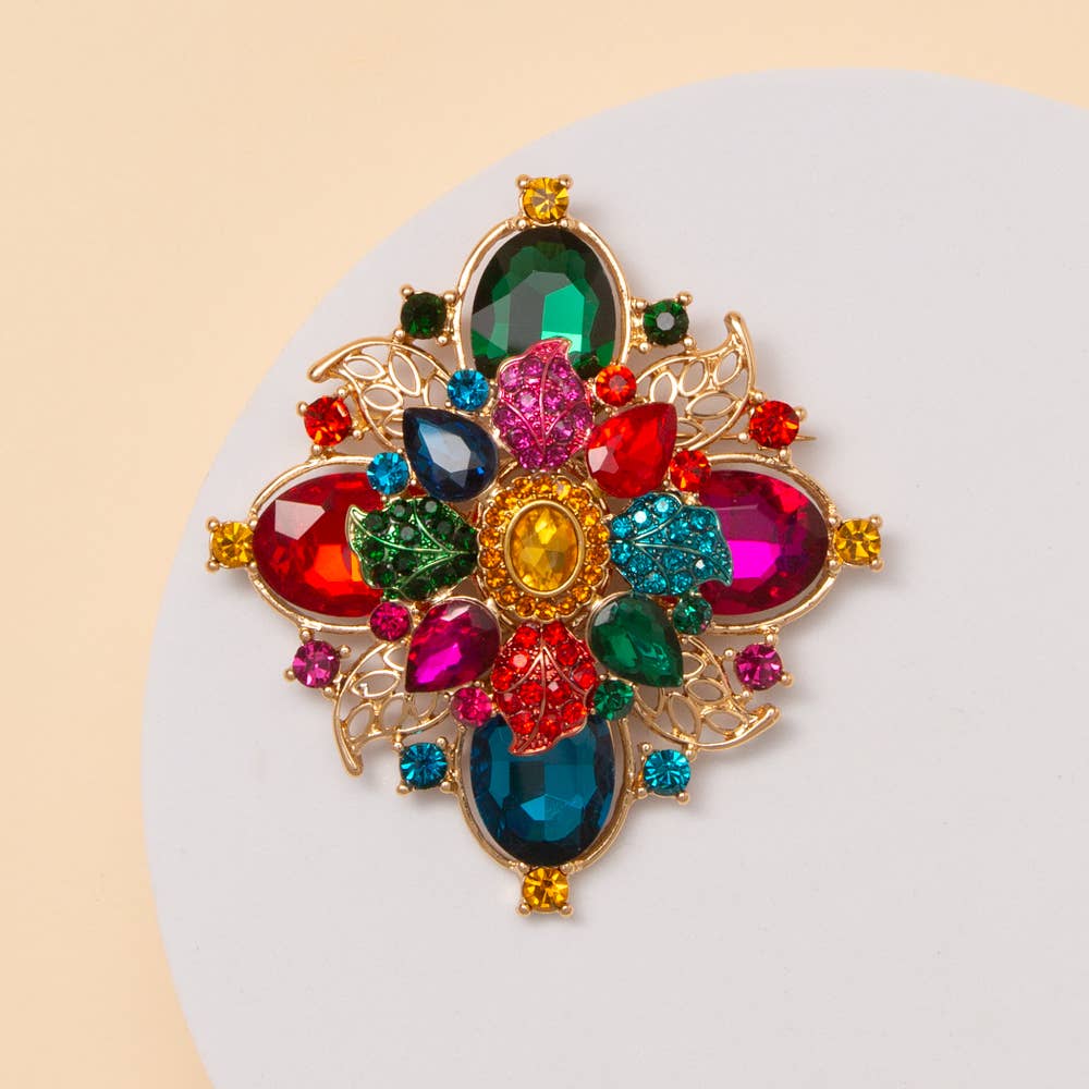 Crystal Flower Shape Brooch