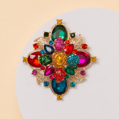 Crystal Flower Shape Brooch