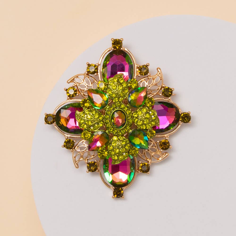 Crystal Flower Shape Brooch