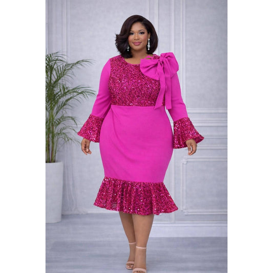 SIDE BOW MIDI DRESS