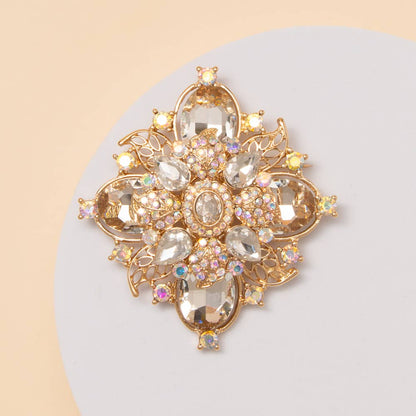 Crystal Flower Shape Brooch