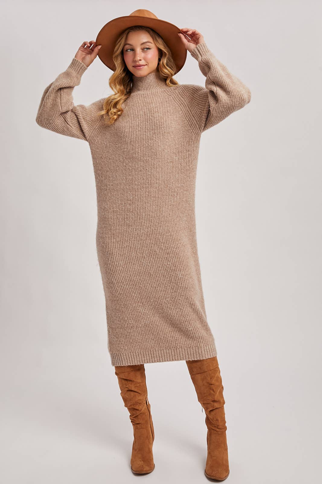 MOCK NECK SWEATER DRESS